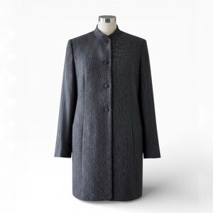 VTG Rena Rowan Merino Wool Blazer Jacket, Charcoal Grey Tweed Knit sz. 8P